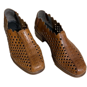 Brown leather Riekers with cut outs size 36